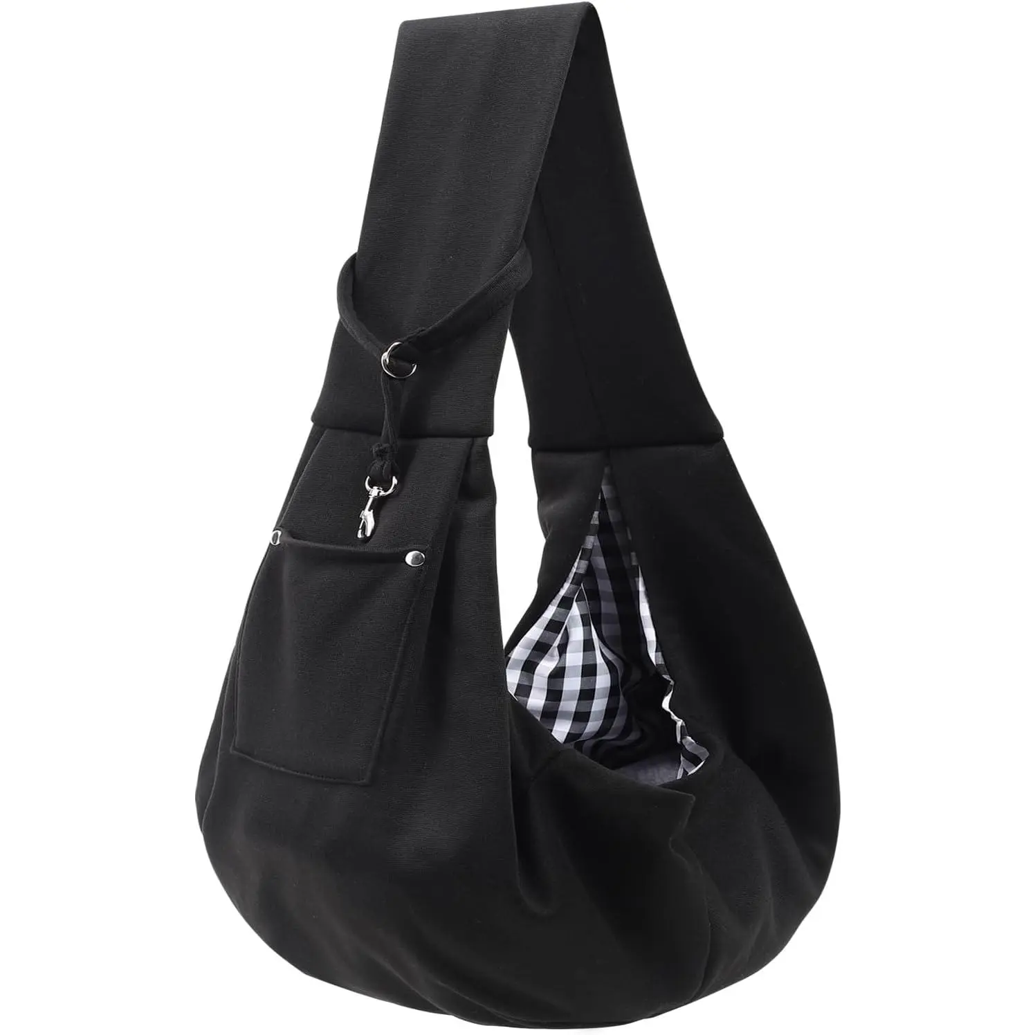 Dog Carrier Sling - Reversible Puppy Carrier Purse with Storage Pocket, Hand-Free Dog Sling Carrier for Carry Small Dogs and Cats, Travel Safety Harness, Dog and Cat Harness(Black)