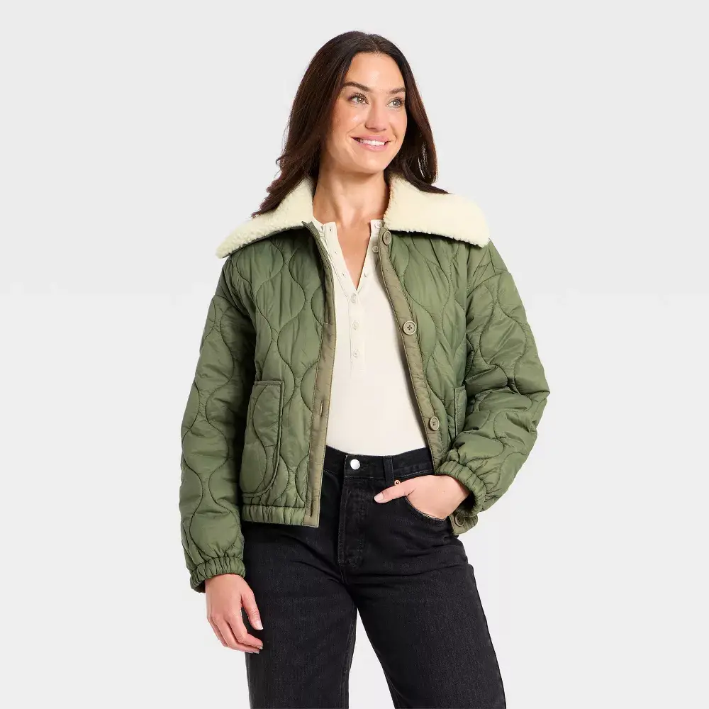 Women's Quilted Coats - Stylish Garment with Functional Pocket, Warm Fabric Women's Quilted Coats - Stylish Garment with Functional Pocket, Warm Fabric