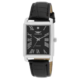 Gianello Genuine Diamond Roman Luxe 30 Vegan Leather Watch Carat Size 1/10