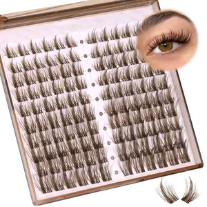 Brown Lash Clusters Wispy Eyelash Extensions Dark Brown Lash Extensions 10-16MM DIY at Home CC Curl Eyelash