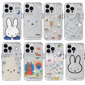 Cute M-Miffy Transparent Phone Case, Fall Birthday And Holiday Gifts Case Cover for iPhone X, 11, 12, 13, 14, 15 & more – SS Galaxy S21 to S25 Ultra, Plus with Suction
