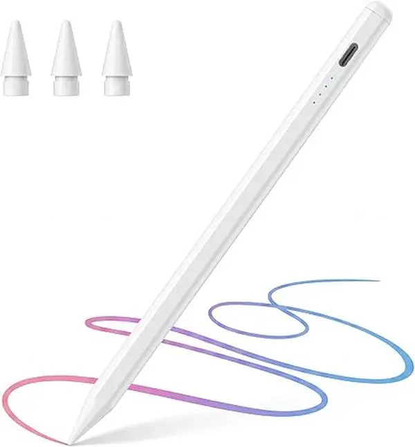 Active Stylus Pen for iPad, Magnetic Attachment, Type-CFast Charging, Palm Rejection, Tilt & Pressure SensitivityDrawing Pencil, Universal iPad 2018-2026 Compatibility, FitsiPad Mini/Air/Pro All Generations, Supports M2/M3/M4 ChipiPad Models