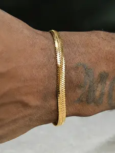Titanium Steel Snake Chain Bracelet, Unisex Minimalist Flat Chain, Waterproof Fade-Resistant, Couple Layering Jewelry