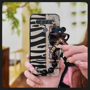 protective case Skin-friendly feel Phone Case For LG Stylo6 Back Cover Simplicity Dirt-resistant Anti-knock silicone Waterproof Bear bracelet Cartoon soft case cute