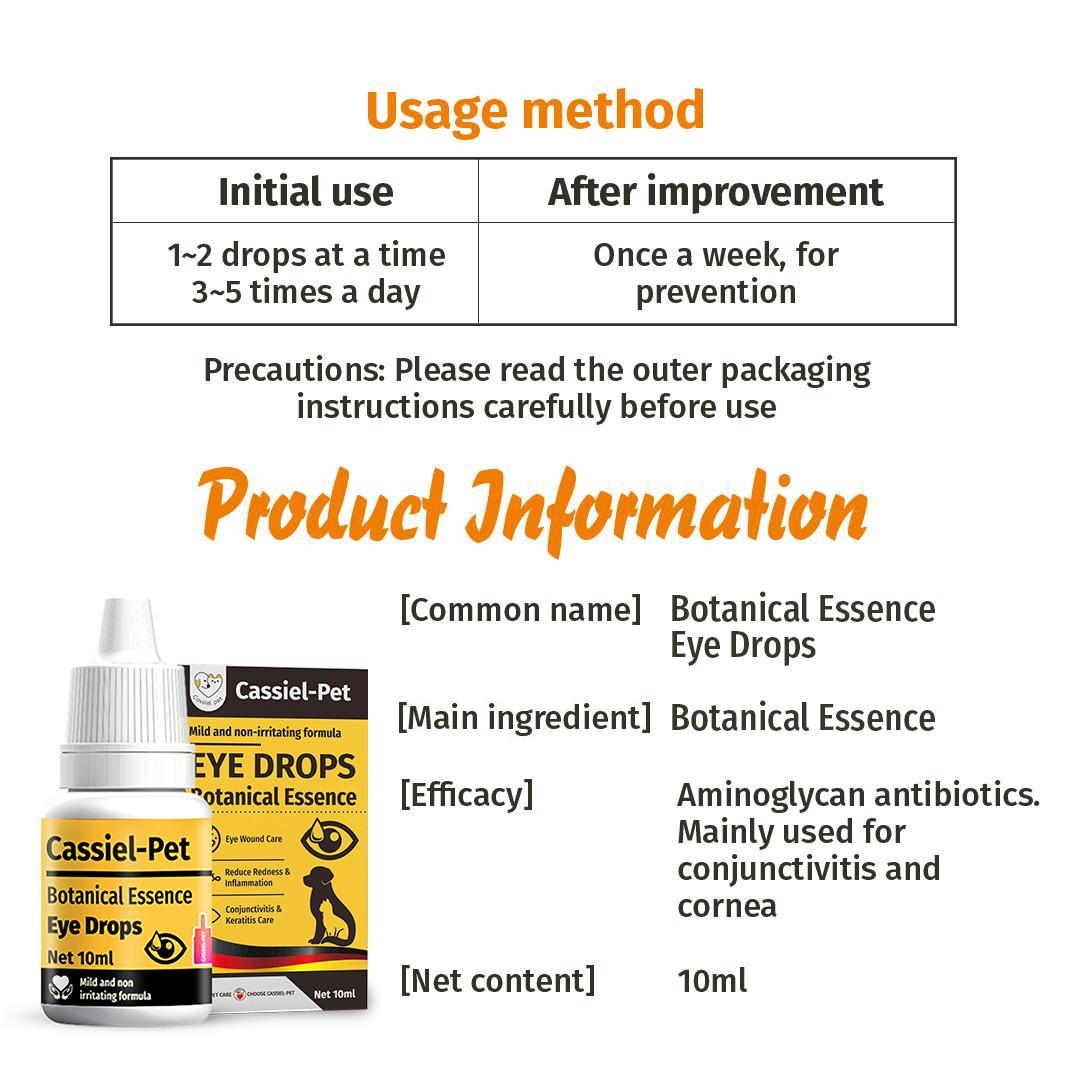 Cassiel-Pet Eye Drops,Dog&Cat Tear Stain Cleaner,Pet Eye Drops for Dogs&Cats,Dog&Cat Eye infection Treatment to Soothe Eye Allergy,Remove Tear Stains and Relieve Itchy Eyes,Natural Formula, No Artificial Ingredients