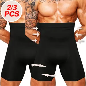 1/2/3PCS Men's Tummy Control Shorts, Compression Shorts, High Waist Anti-Curling Underwear Body Shaper Seamless Boxer Brief