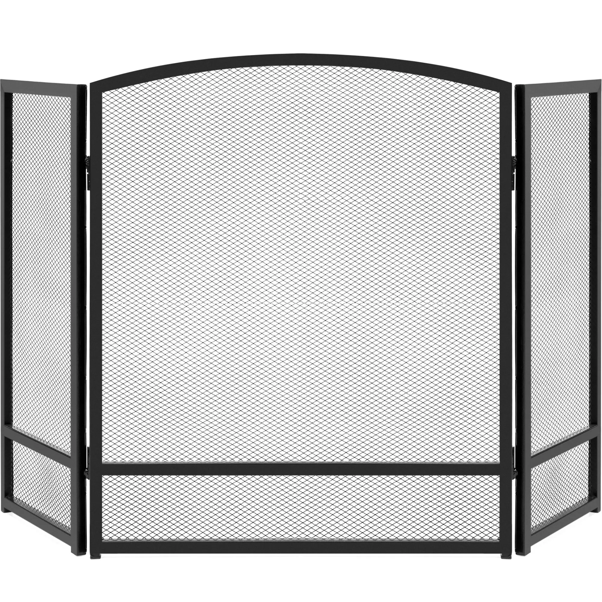 Best Choice Products 47.5x27.25in 3-Panel Steel Mesh Fireplace Screen, Spark Guard w/ Rustic Worn Finish