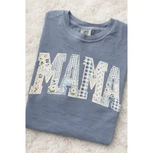 Blue Patchwork Print Shirt - Comfort Colors Tee