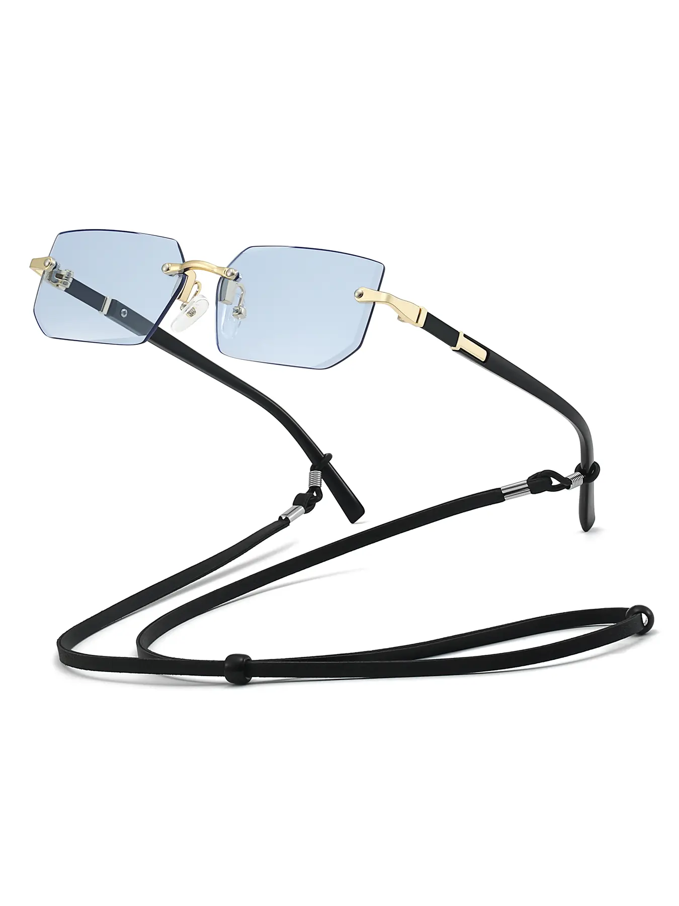 Frameless, Rimless sunglasses business rectangular gradient with chain sunglasses,men and women fashion colored lens metal frame,UV400 protection,frameless design,metal temples increase durability,fashion accessories for outdoor activities and daily use