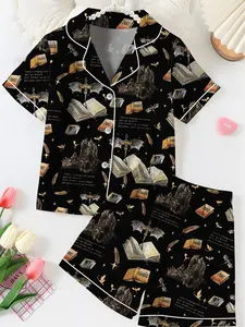 Bookish Castle Pajama Set, Cozy Book Lover Sleepwear, Romantasy Nightwear, Fantasy Pajamas Gift for Readers, BookTok Pajamas