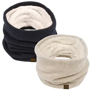 Infinity Scarf Winter Double-layer Neck Warmer Knit Fleece Lined Circle Loop Scarves