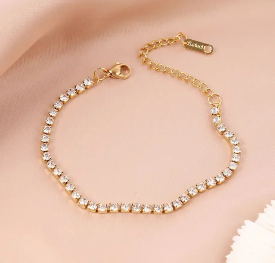 Icy Gold Tennis Bracelet Elegant Bangle Exquisite Bangle