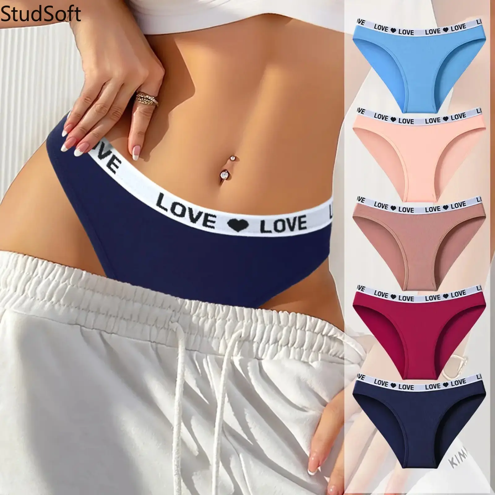 Women's 5-Pack Low Waist Panties - Plain and Breathable Underwear Essentials for Everyday Casual Wear, Soft Comfy Panties, Cotton Underwear, No, Solid,back to school,back to school haul