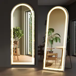 EDX LED 3 Color Lighting Full Body Mirror 71"x 26" Arched Floor Mirror with Lights Wall Mounted Free Standing Leaning for Home, White