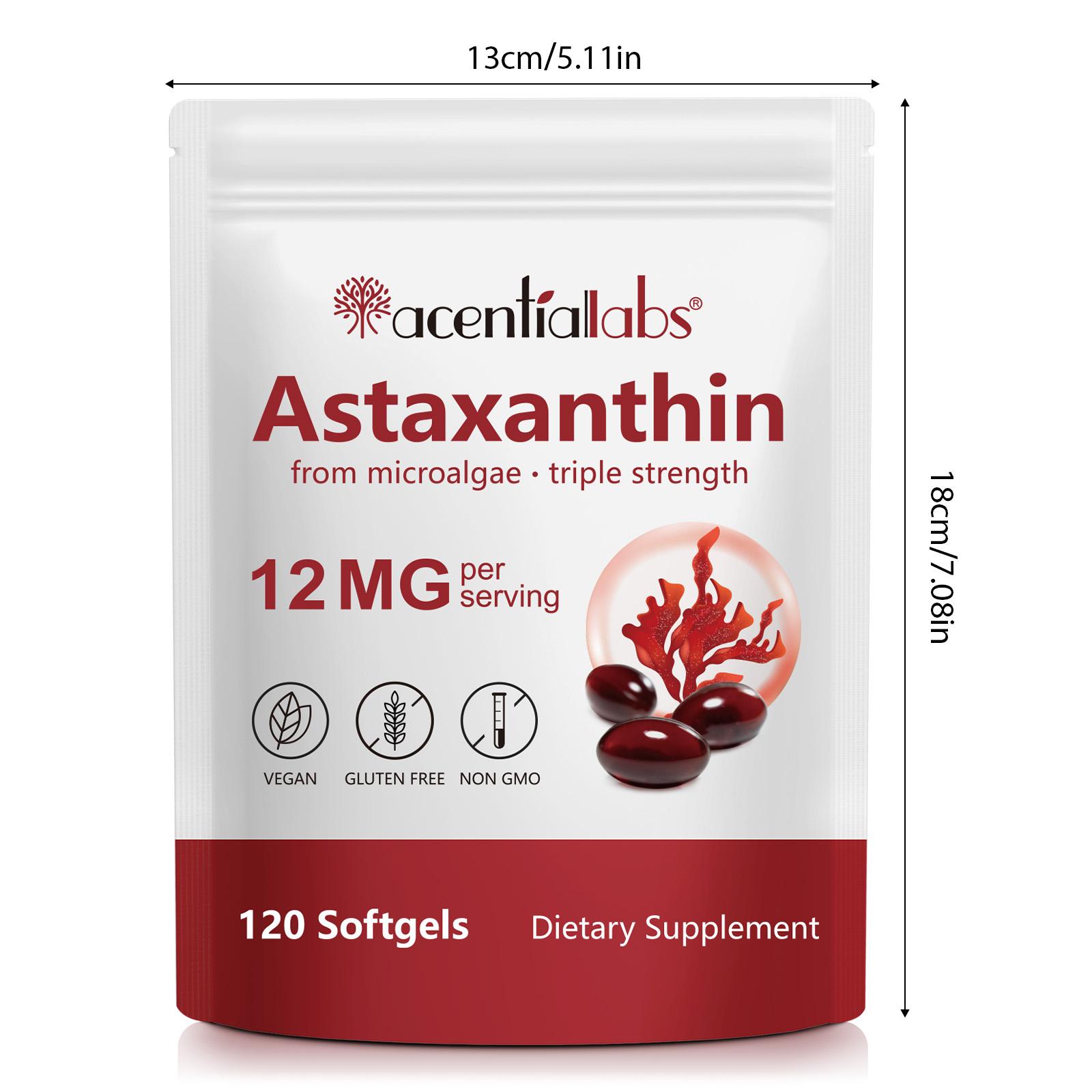 acentiallabs Astaxanthin 12mg, 120 Softgels, 4 Month Supply | Premium Astaxanthin Supplements | Fresh Microalgae Source | Supports Eye, Joint, Internal Circulation, Skin Health & Natural Tanning acentiallabs Astaxanthin 12mg, 120 Softgels, 4 Month Supply | Premium Astaxanthin Supplements | Fresh Microalgae Source | Supports Eye, Joint, Internal Circulation, Skin Health & Natural Tanning