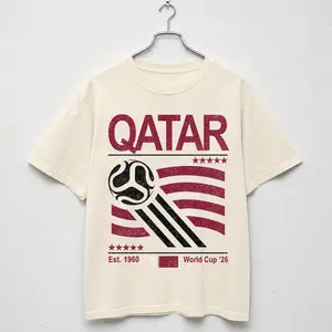 Vintage Qatar Soccer Graphic Shirt, Retro 90s Flag Qatar Team Shirt