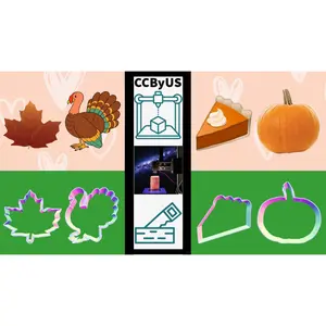 Fall Themed Cookie Cutter Set (Maple Leaf, Turkey, Pumpkin Pie, Pumpkin)