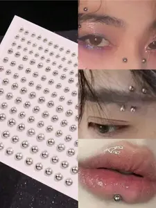 Fake Eyebrow Piercing, Fake Lip Labret Studs, Stick on Fake Nose Stud, Facial Piercing Adhesive, Face Jewelry, Non Piercing Skin, Nose Ring Jewelry