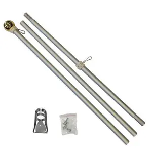 6ft Aluminum Flag Pole with Ball Top, 3 Piece, Wall-Mounted for Home Improvement and Garden Decor