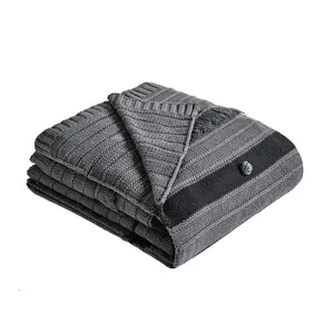 Modern Threads 100% Cotton Knit Throw, 50" x 70", Tarek, Gray and Coal
