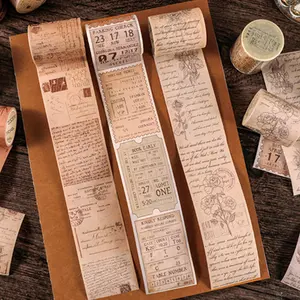 Vintage Japanese Washi Tape Stickers, Creative Decorative DIY Materials for Scrapbooking Journals, 4 Count Set, Beautiful Patterns