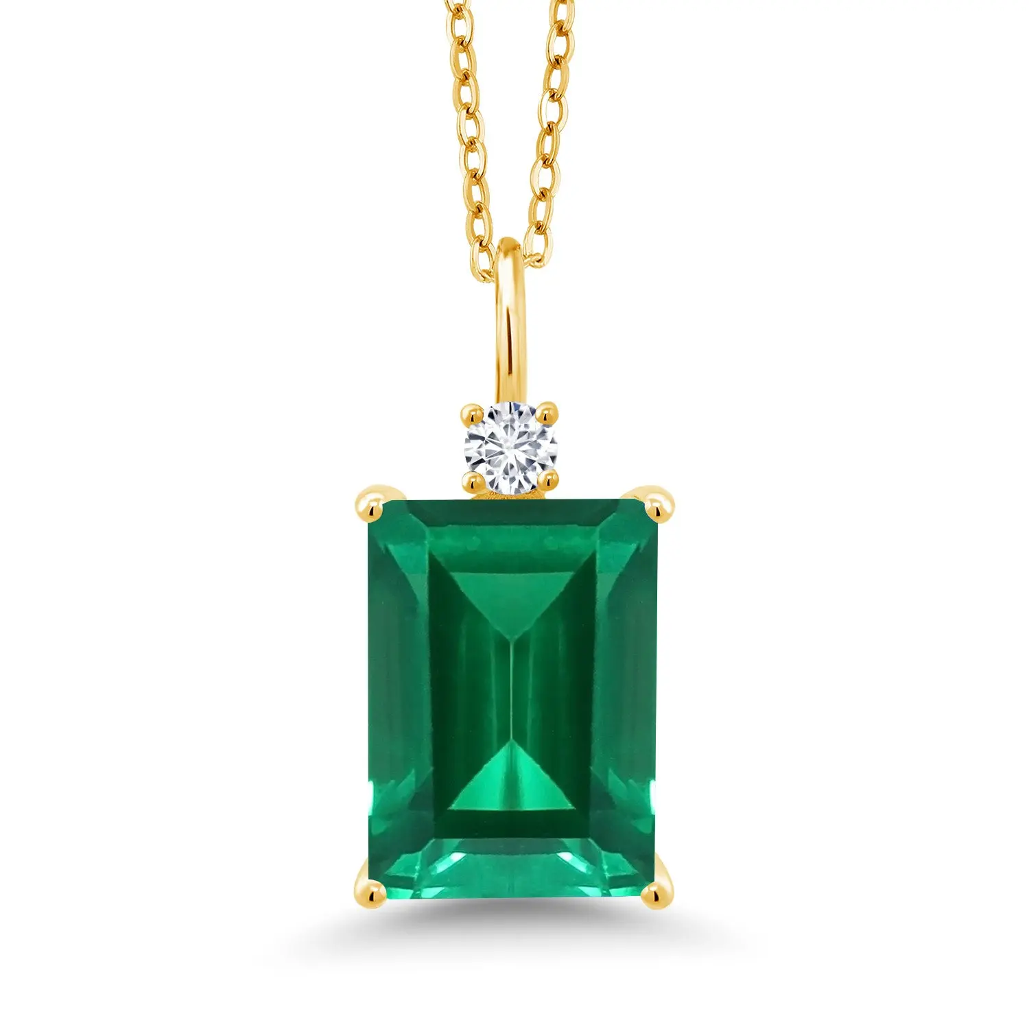 6.60 Cttw Green Nano Emerald and Lab Grown Diamond Necklace