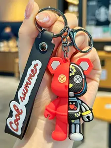 Personalized and fashionable mechanical teddy bear keychain ornament, Stylish keychain, suitable for daily wear, vacation and dating occasions, and also a surprising and exquisite small gift, Keychain for bags