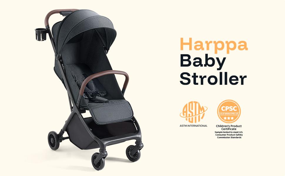 HARPPA Foldable Baby Stroller for Toddlers with Canopy, Multi-Position Recline, One Hand Fold Compact Stroller with Cup Holder, Large Storage Basket, For Outdoor & Travel, Stroller for Babies, Baby Items