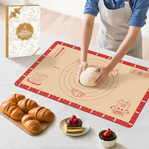 Extra Thick Silicone Baking Mat with Recipes - 26x16 inch Non Stick Pastry Mat with Measurements for Sourdough Macarons Bread Pizza Dough Rolling Kneading Heat Resistant to 480°F Gift for Baker