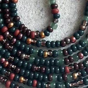 EARTHY BAE - Tie On Waist Beads - 45 to 60 inches Waistbeads -  Green Waistbeads - Grounding Healing Balance Abundance Waistbeads - Belly Beads - Body Beads - Authentic Waistbeads - African Waistbeads Earthy Waistbeads - Made By Venus