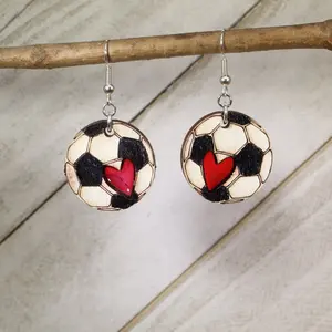 Soccer Ball Wood Resin Earrings | Soccer Mom Sports Jewelry
