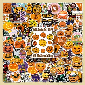 Pumpkin Pattern Sticker, 200pcs/set Creative Design Decorative Sticker, DIY Decals for Water Bottle, Laptop, Phone Case, Scrapbooking, Journal Making, Halloween