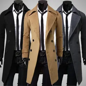 2026 Men's Double-breasted Ni Trench Coat Long Fashion Slim Casual Coat Long Jackets for Men  Techwear Coat  Trench Coat Menswear vintage   jacket