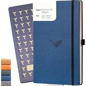 -  Lined  A4 Notebook - PU Leather Hardcover Journal for Work, Writing - Pocket, Elastic Closure, Pen Holder, Bookmark