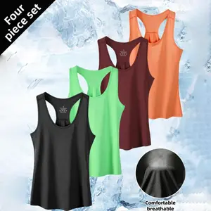 4 Pcs/Pack Women's Summer Racerback Tank Tops - BreathableQuick Dry Activewear bra sport sporty t shirtsummerwins,summerwins