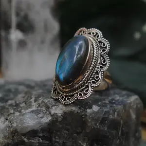 Labradorite Ring | Pure Sterling Silver .925 Semiprecious Gemstone Ring| Unisex Labradorite Jewelry