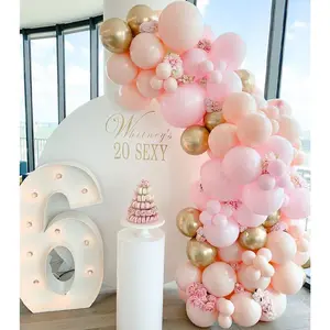 100pcs Pastel Peach Pink Balloon Garland Kit, Kids Birthday Party Decorations Balloons Arch, Baby Shower Girl Wedding Anniversary Decor Set