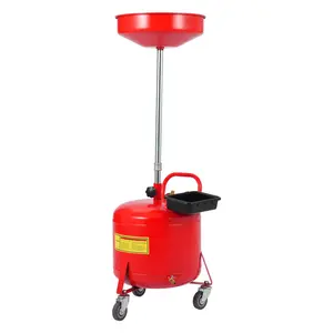 Garvee Air Operated Oil Drain Tank, 8 Gallon Portable Waste Oil Drain Container with Adjustable Funnel & Wheels, Pressure Regulator Valve for Automotive Fluid Collection, Red