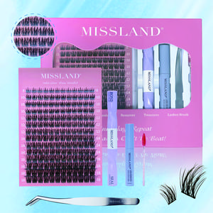 Missland Beginner-Friendly LashTok Kit Soft Lightweight Individual Lashes for Easy Application Natural Look Self-Grafting Quick-Snap Reusable Vegan Cruelty-Free 3D Voluminous DIY Clusters Lash Extensions Set False Eyelashes extension kit Makeup