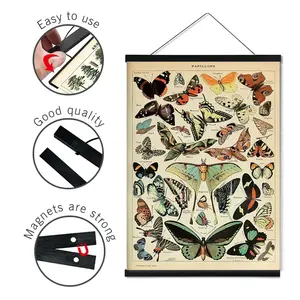 Poster Frames Magnetic Wood Teak Pine Black Picture Hanger Frame Magnetic Light Wood Frame Hanger for Photo Picutre Canvas Artwork Art Print Wall Hanging Living Room Home Decor Sturdy Frame