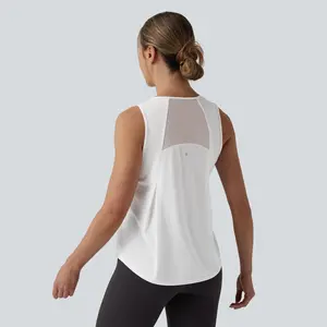 Halara Contrast Mesh Curved Hem Running Tank Top