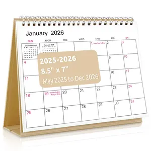 SKYDUE Desk Calendar 2025-2026, May 2025 to Dec 2026 20 Months Small Desk Calendar with Planner Stickers, 8.5" x 7" Desktop Calendar Planner