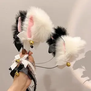 Cat Ear Headband with Bells, Fox Headband for Women, Rabbit Ears, Christmas Props, Animal Ears, Children's Necklace, Cute