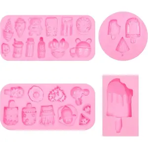 Ice Cream Silicone Molds 3 Pcs, Mini Popsicle  Decorating Chocolate Fondant Mold for Cake Decoration Candy Sugar Cupcake Topper Cake Pop Popsicle