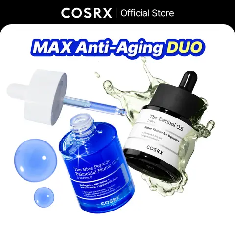 [COSRX Official] MAX Anti-Aging Duo Skincare Set - Retinol Oil + Copper Peptide Serum, Anti-Flaccid Serums & Essences for Elasticity, Wrinkle Care, Saggy Pores, Repair, Glow Up, Natural Beauty, Smooth Texture, Skin Repair, Smooths Skin Texture