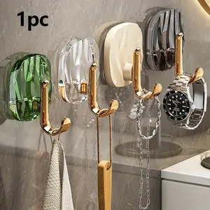 Luxury Adhesive Hook, Adhesive Wall Hooks, Punch-Free Wall-Mounted Hanger, Multi-Functional Hook for Clothes, Towels & Robes, Bathroom Accessory, Home Decor