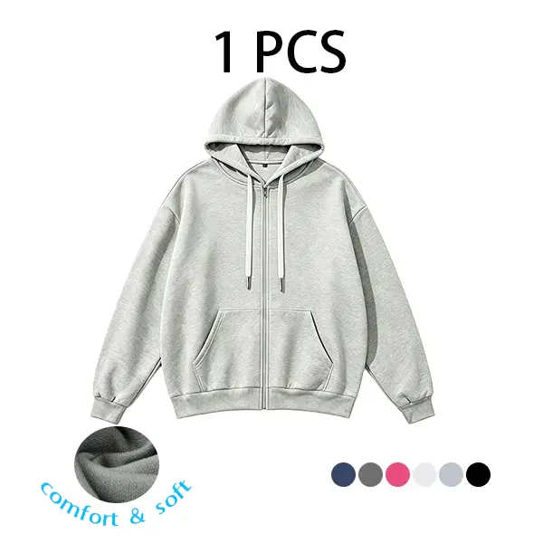 Zip Up Hoodies for Men, Soft Adjustable Drawstring Loose Long-Sleeve Tops, Versatile Mens Outerwear for Workout Street Everyday Wear