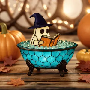 Halloween Ghost Bubble Bath Decor Statues with Light, Cute Ghost Night Light Statues, Color-Changing Mood Light perfect for Halloween