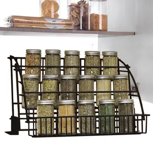 Kitchen Pull Down Cabinet 3 Tier Spice  Organizer Metal  Shelf Stand Rotating Makeup and Skincare mobile folding trolley corner Triple-Tier multi layer collapsible dish Retro Wooden Desktop Bathroom Countertop   Heavy-Duty Foldable Wheeled faucet cologne