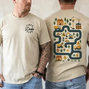 Tired Dads Club Shirt, Handyman Dad T-Shirt, Funny Dad Appreciation Tee, Father's Day Gift, Boys Dad Problem, Construction Car Track Shirt For Dad